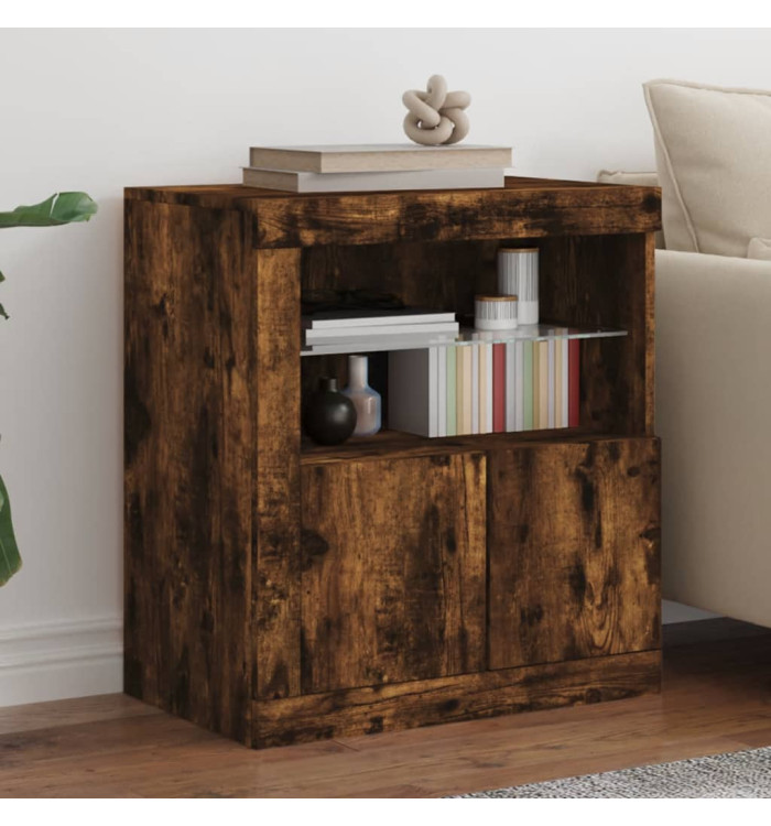 Buffet avec lumières LED chêne fumé 60,5x37x67 cm | Mobilier & Déco