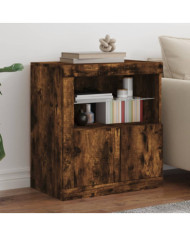 Buffet avec lumières LED chêne fumé 60,5x37x67 cm | Mobilier & Déco