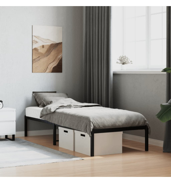 Cadre de lit métal sans matelas noir 75x190 cm | Mobilier & Déco
