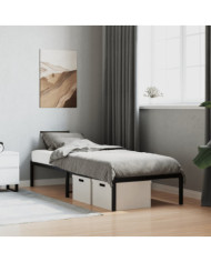 Cadre de lit métal sans matelas noir 75x190 cm | Mobilier & Déco