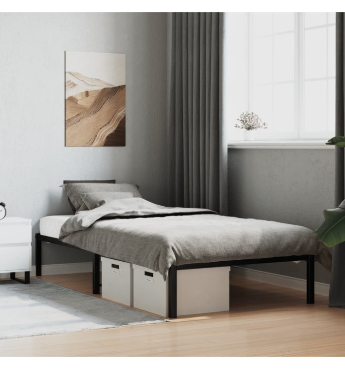 Cadre de lit métal sans matelas noir 107x203 cm | Mobilier & Déco
