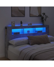 Tête de lit à LED gris béton 180x18,5x103,5cm bois d'ingénierie | Mobilier & Déco