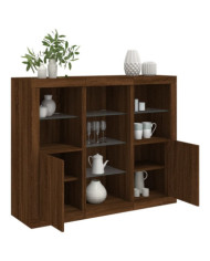 Buffets avec lumières LED 3 pcs chêne brun bois d'ingénierie | Mobilier & Déco