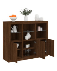 Buffets avec lumières LED 3 pcs chêne brun bois d'ingénierie | Mobilier & Déco
