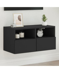 Meuble TV mural noir 60x30x30 cm bois d'ingénierie | Mobilier & Déco