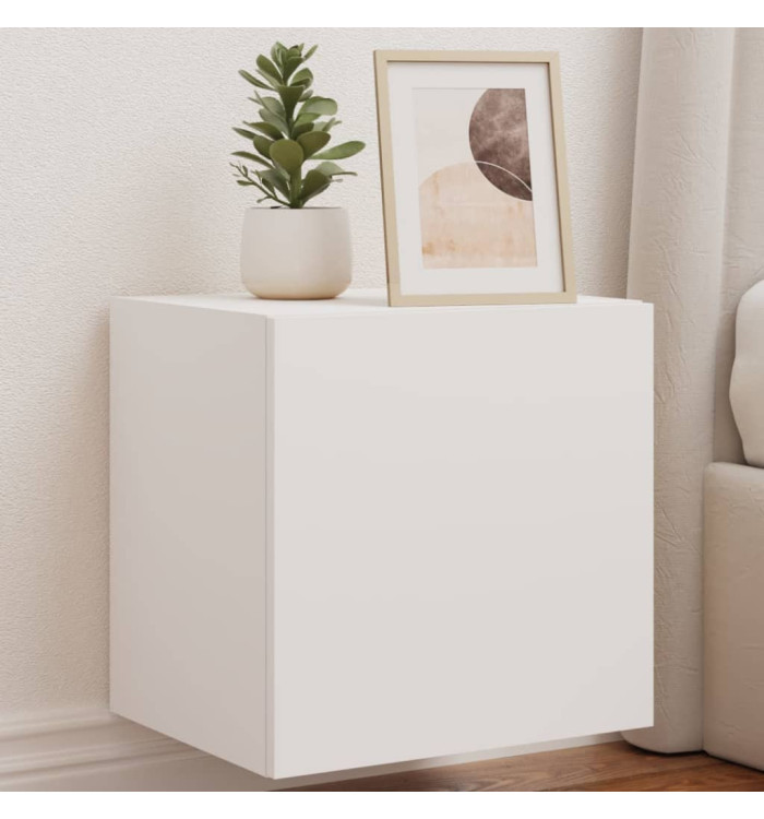 Meubles TV muraux avec lumières LED 2 pcs blanc 40,5x35x40 cm | Mobilier & Déco