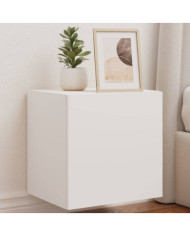 Meubles TV muraux avec lumières LED 2 pcs blanc 40,5x35x40 cm | Mobilier & Déco