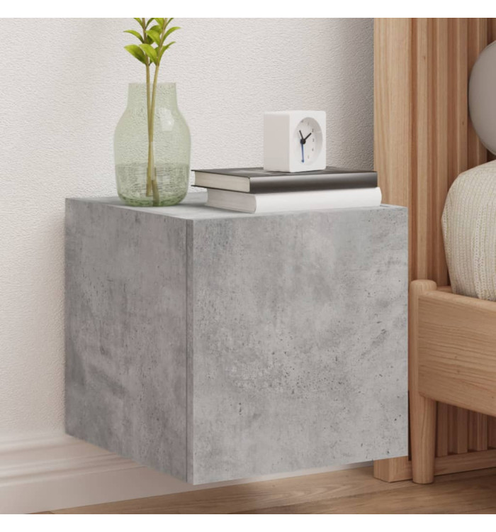 Meuble TV mural avec lumières LED gris béton 30,5x35x30 cm | Mobilier & Déco
