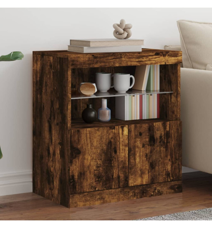 Buffet avec lumières LED chêne fumé 60x37x67 cm | Mobilier & Déco