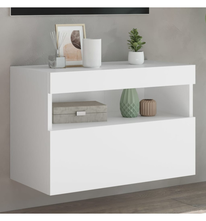 Meuble TV mural avec lumières LED blanc 60x30x40 cm | Mobilier & Déco