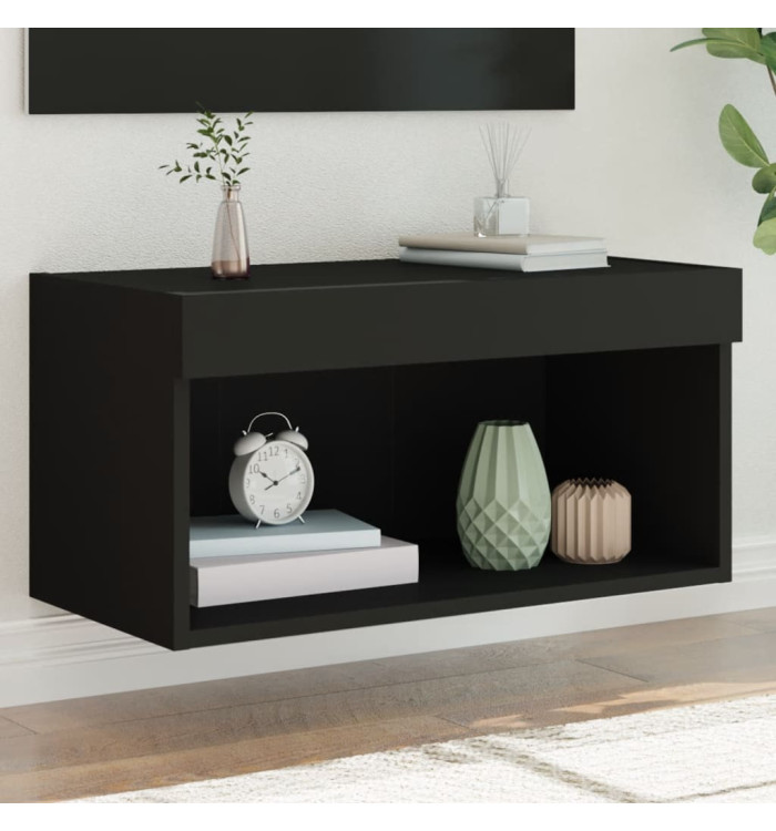 Meuble TV avec lumières LED noir 60x30x30 cm | Mobilier & Déco