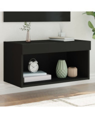 Meuble TV avec lumières LED noir 60x30x30 cm | Mobilier & Déco