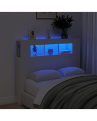 Tête de lit à LED blanc 120x18,5x103,5 cm bois d'ingénierie | Mobilier & Déco