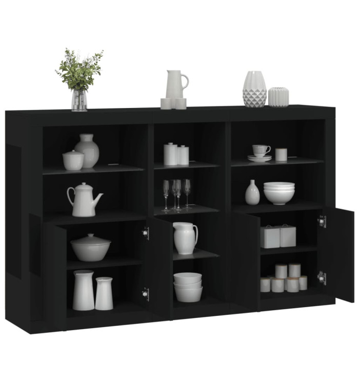 Buffet avec lumières LED noir 162x37x100 cm | Mobilier & Déco