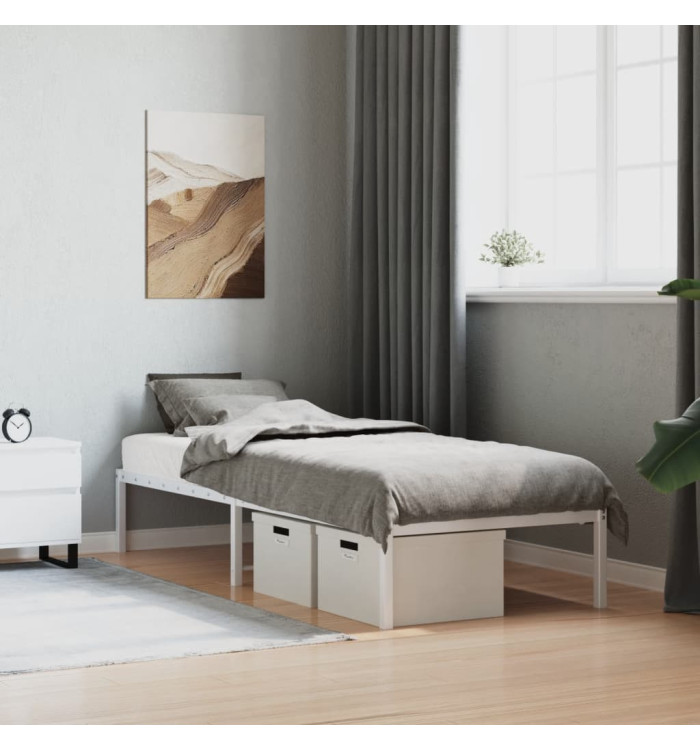 Cadre de lit métal blanc 80x200 cm | Mobilier & Déco