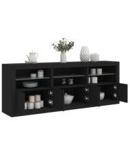 Buffet avec lumières LED noir 181,5x37x67 cm | Mobilier & Déco