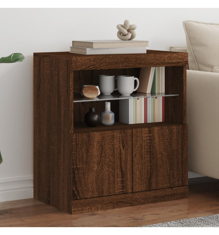 Buffet avec lumières LED chêne marron 60x37x67 cm | Mobilier & Déco