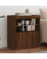 Buffet avec lumières LED chêne marron 60x37x67 cm | Mobilier & Déco