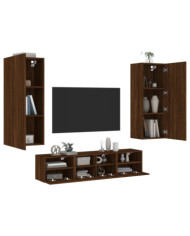 Unités murales TV 5 pcs chêne marron bois d'ingénierie | Mobilier & Déco