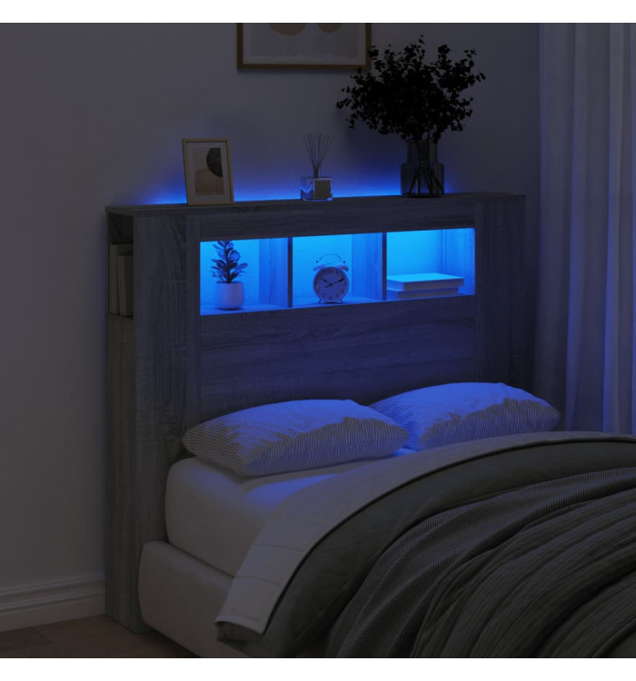 Tête de lit à LED sonoma gris 120x18,5x103,5 cm bois ingénierie | Mobilier & Déco