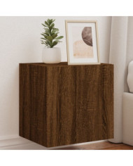Meuble TV mural avec lumières LED chêne marron 40,5x35x40 cm | Mobilier & Déco