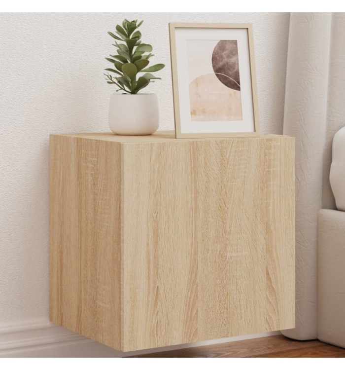 Meubles TV muraux lumières LED 2 pcs chêne sonoma 40,5x35x40 cm | Mobilier & Déco