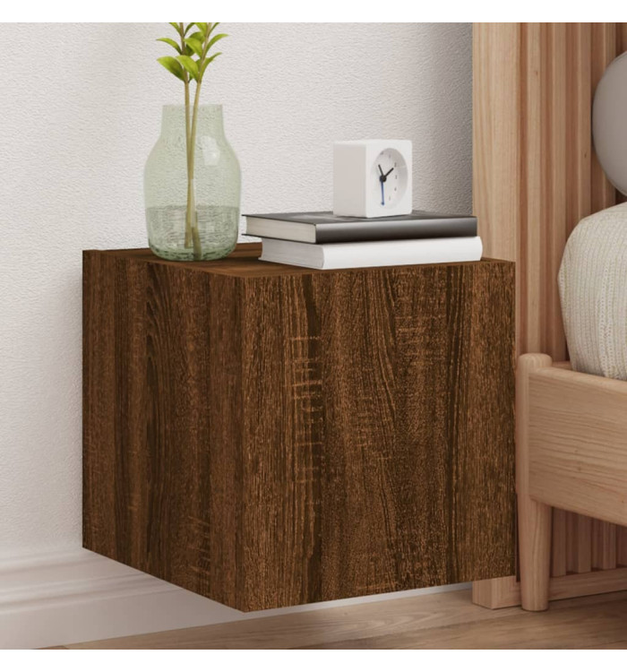 Meuble TV mural avec lumières LED chêne marron 30,5x35x30 cm | Mobilier & Déco