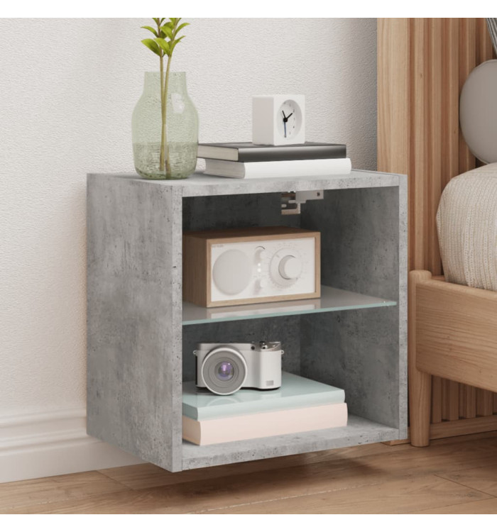 Tables de chevet murales avec lumières LED 2 pcs gris béton | Mobilier & Déco