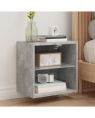 Tables de chevet murales avec lumières LED 2 pcs gris béton | Mobilier & Déco