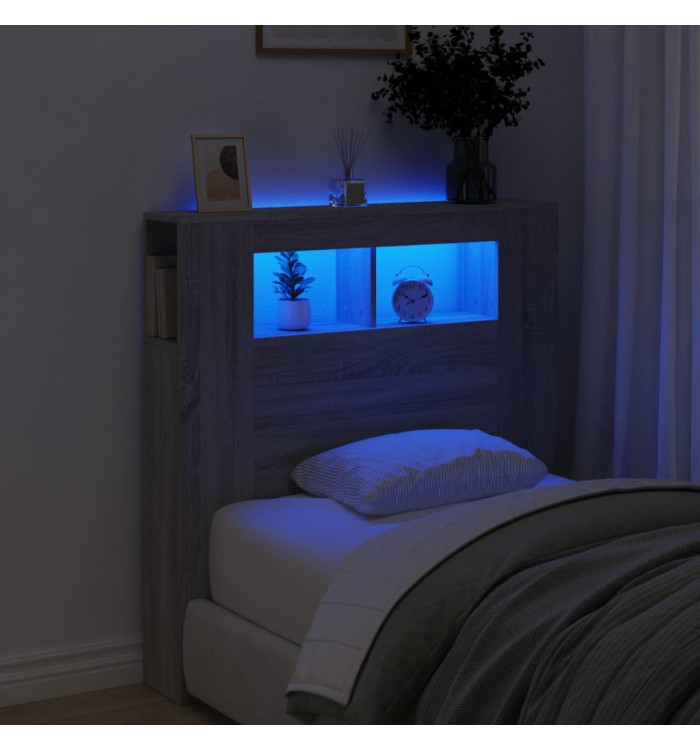 Tête de lit à LED sonoma gris 100x18,5x103,5 cm bois ingénierie | Mobilier & Déco