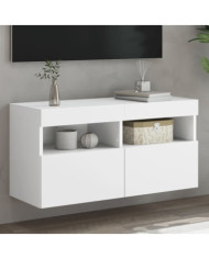 Meuble TV mural avec lumières LED blanc 80x30x40 cm | Mobilier & Déco