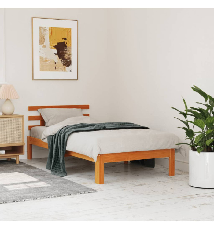 Cadre de lit sans matelas cire marron 90x190 cm bois pin massif | Mobilier & Déco