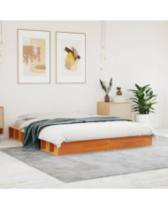 Cadre de lit sans matelas cire marron 160x200cm bois pin massif | Mobilier & Déco