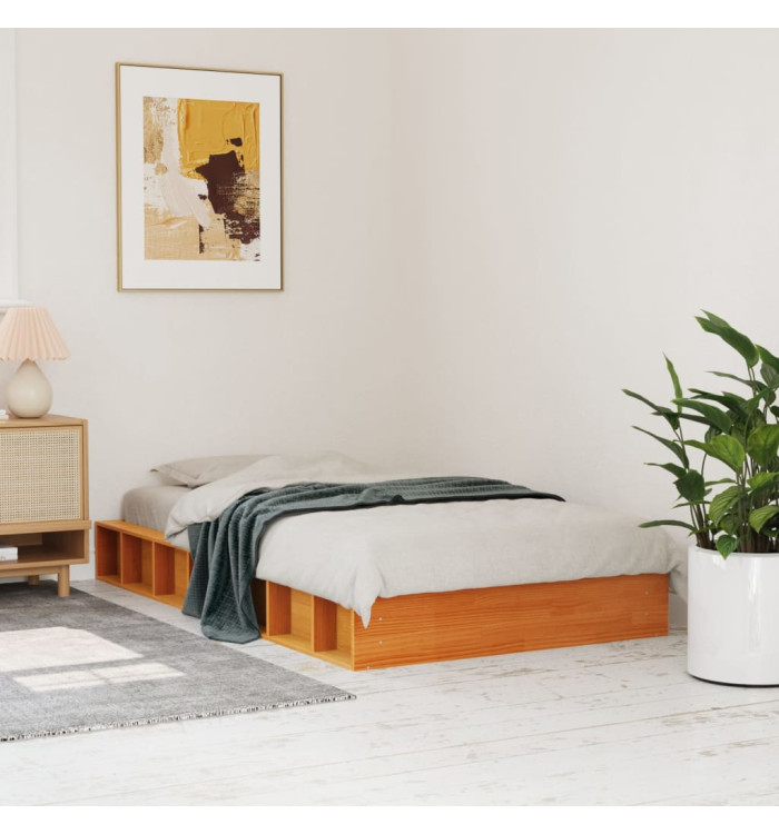 Cadre de lit sans matelas cire marron 100x200cm bois pin massif | Mobilier & Déco