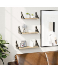 Ensemble d'étagères murales 3pcs chêne sonoma bois d'ingénierie | Mobilier & Déco