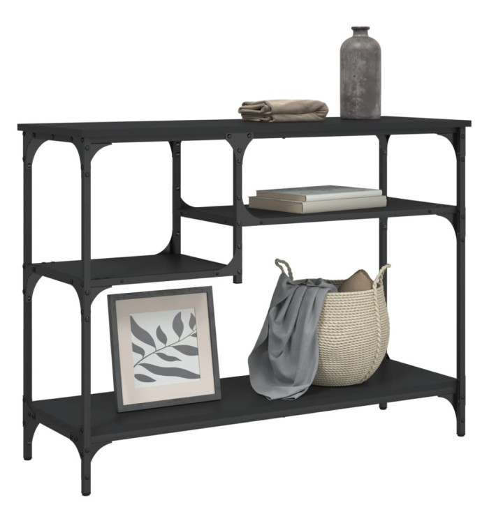 Table console avec étagères noir 100x35x75 cm | Mobilier & Déco