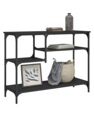 Table console avec étagères noir 100x35x75 cm | Mobilier & Déco