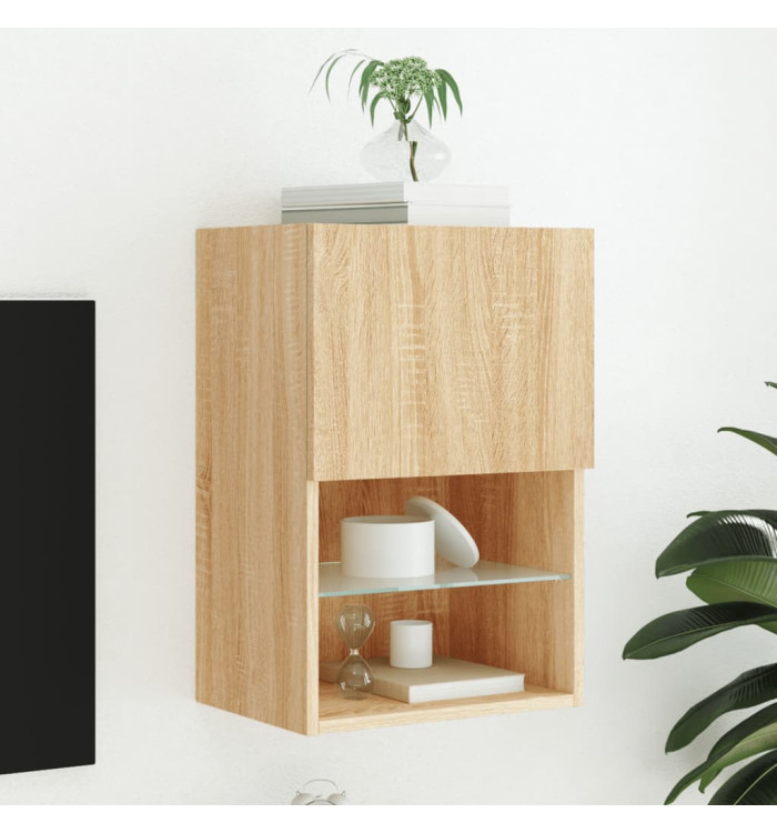 Meuble TV avec lumières LED chêne sonoma 40,5x30x60 cm | Mobilier & Déco