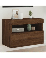 Meuble TV mural avec lumières LED chêne marron 60x30x40 cm | Mobilier & Déco