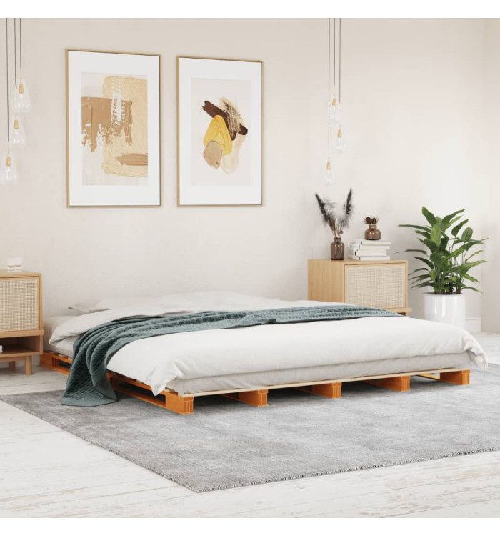 Lit de palette sans matelas cire marron 180x200 cm pin massif | Mobilier & Déco