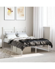 Cadre de lit métal sans matelas et tête de lit blanc 120x200 cm | Mobilier & Déco