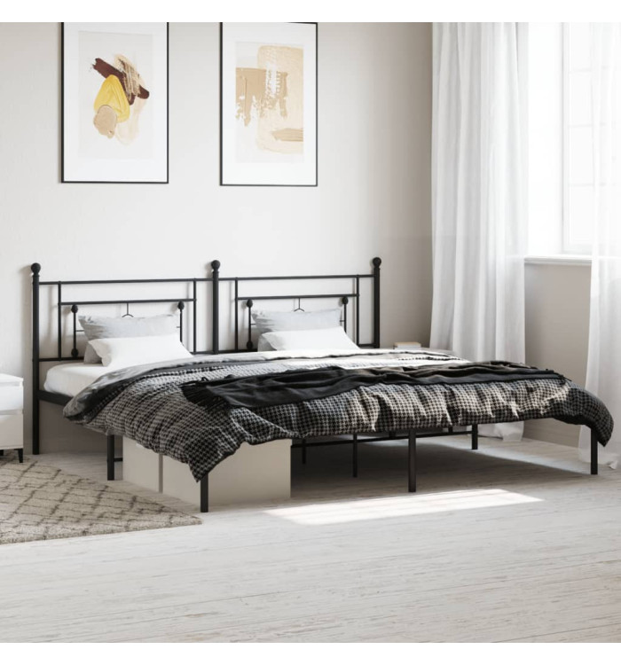Cadre de lit métal sans matelas avec tête de lit noir 200x200cm | Mobilier & Déco