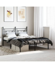 Cadre de lit métal sans matelas avec tête de lit noir 135x190cm | Mobilier & Déco