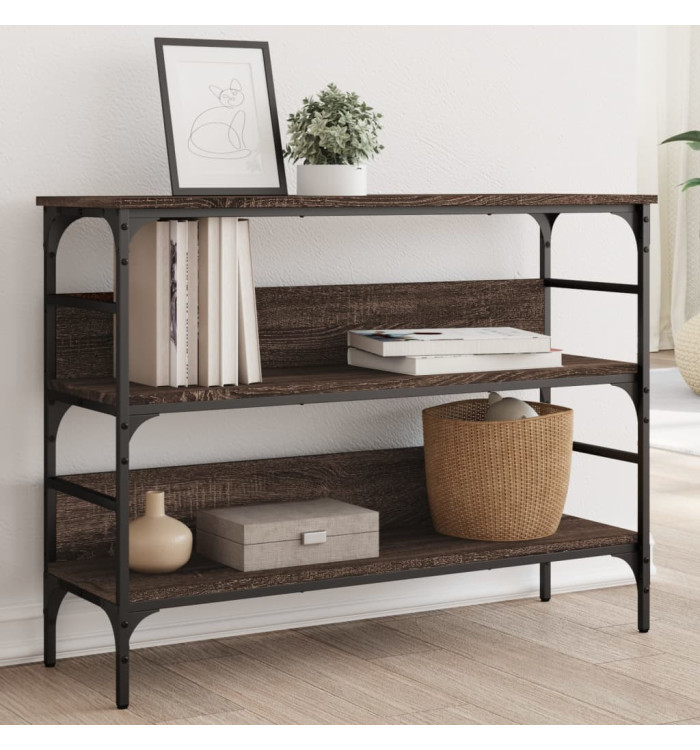 Table console chêne marron 100x32x75 cm bois d'ingénierie | Mobilier & Déco