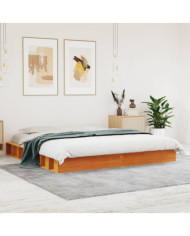Cadre de lit sans matelas cire marron 200x200cm bois pin massif | Mobilier & Déco