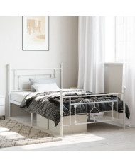 Cadre de lit métal sans matelas et pied de lit blanc 107x203 cm | Mobilier & Déco