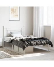 Cadre de lit métal sans matelas et tête de lit blanc 107x203 cm | Mobilier & Déco