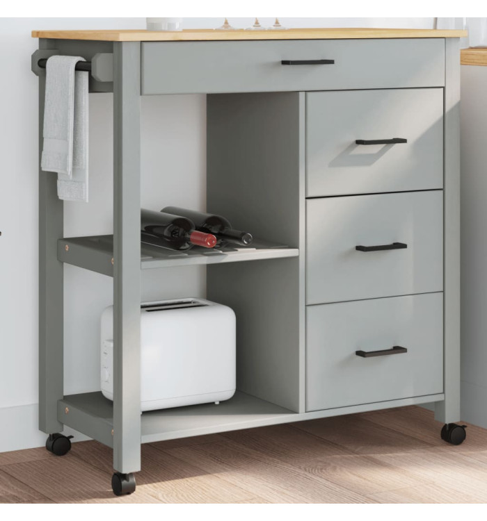 Chariot de cuisine MONZA 84x40x90 cm bois massif de pin | Mobilier & Déco