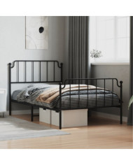 Cadre de lit métal sans matelas avec pied de lit noir 107x203cm | Mobilier & Déco