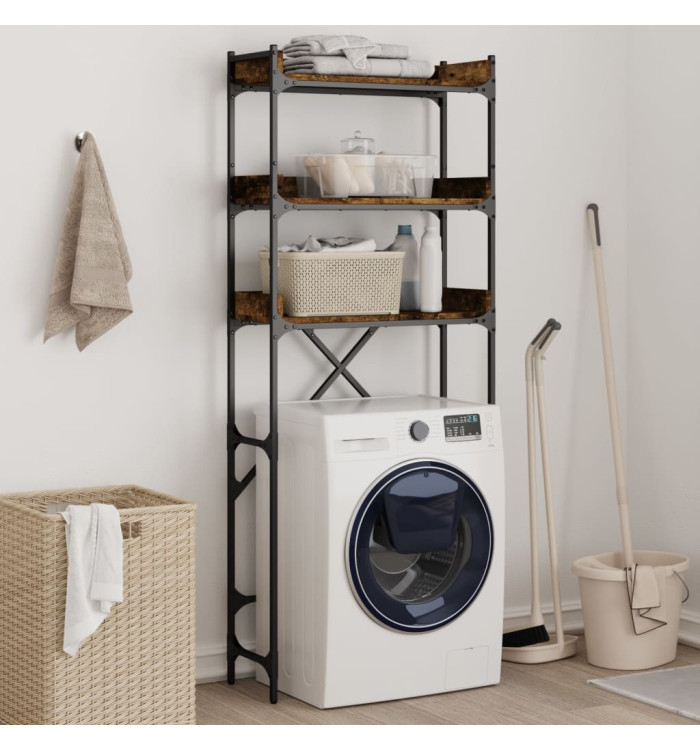 Étagère de lave-linge chêne fumé 67x25x163 cm bois d'ingénierie | Mobilier & Déco